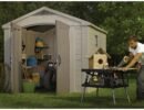Keter 8’x11′ Factor Heavy Duty Plastic Garden Shed – Beige-oakleysgardenmachine- Free shipping
