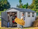Keter 7.5′ x 15′ Oakland Heavy Duty Plastic Shed – Grey-oakleysgardenmachine- Free shipping