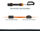 WORX Nitro 20V Cordless Leaf Blower, 1pc 4.0AH Battery, Charger Included, 2-Speed Control, Brushless Motor 2.0, WG543E